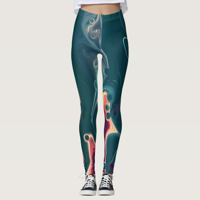 Legging Ondas Derretidas em Movimento da Meia-Noite (Frente)