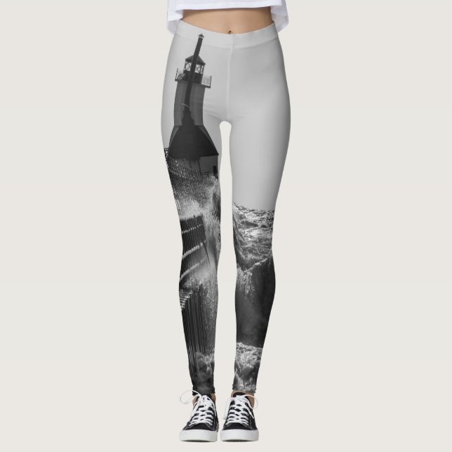Legging Ondas Feridas Na Rua Joseph Grayscale (Frente)