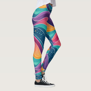 Legging Ondas Fluidas Abstratas Modernas Padrão Sem Costur