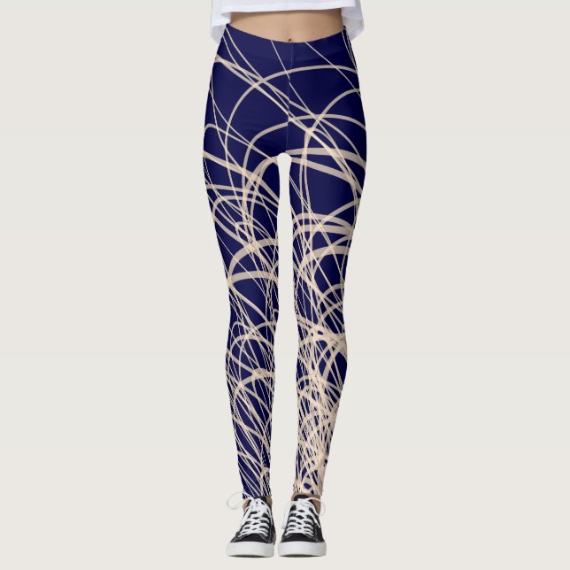 Legging Ondas Lineares2 Azul - Pernas (Frente)