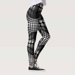 Legging Ondas Pontilhadas - Papel de parede preto e branco