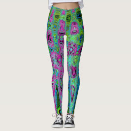 Legging Ondas retrógradas de Abstrato cor-de-rosa quente e
