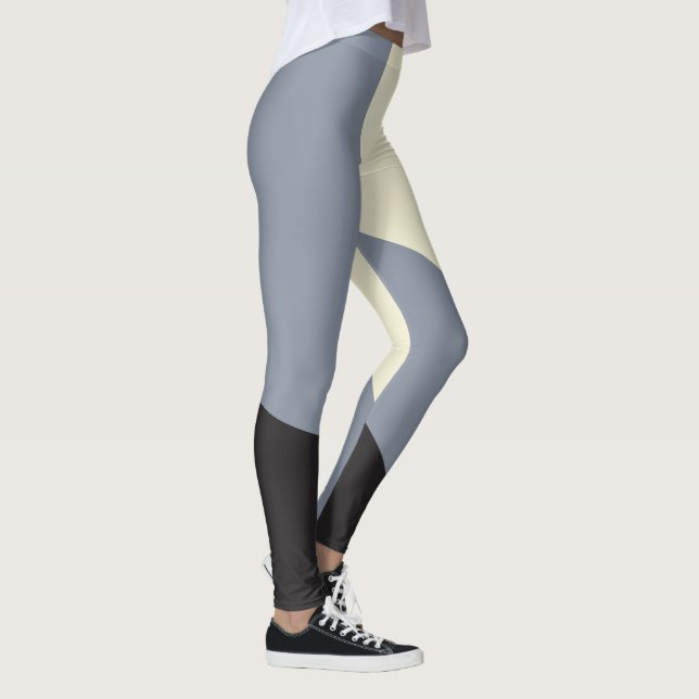 Legging Ondas Simples - Preto, Cinza e Creme (Direita)