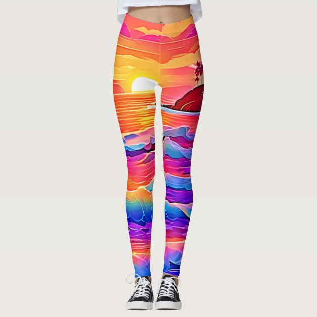 Legging Ondas Sunset: Sonho Costeiro Vivo (Frente)
