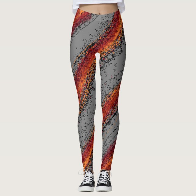 Legging Ondas Vermelhas e Cinzas (Frente)