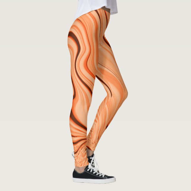 Legging ondulações em tons de laranja, cilindro castanho c (Direita)