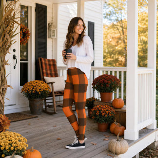 Legging Orange and Black Guingham