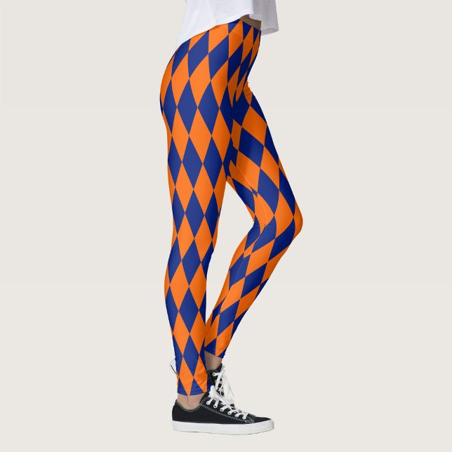 Legging Orange and Blue Harlequin Checkered Design  (Criador carregado)