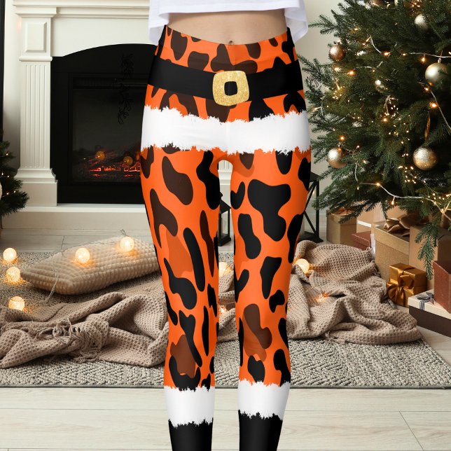 Legging Orange Lepard Imprima Papai Noel Figurino Natal (Criador carregado)
