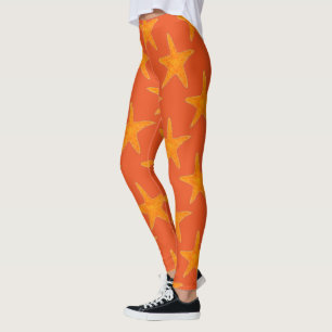 Legging Orange Star Fish Starfish Praia Ocean Marine Life