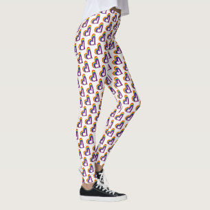 Legging Orgulho gay de Padrão de Corações do Sinalizado