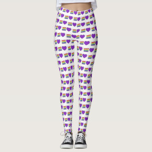 Legging Orgulho gay Purple Heart Rainbow Weding Cake Love