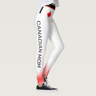 Legging Orgulhosa MOM canadense com Folha Vermelha no WHIT