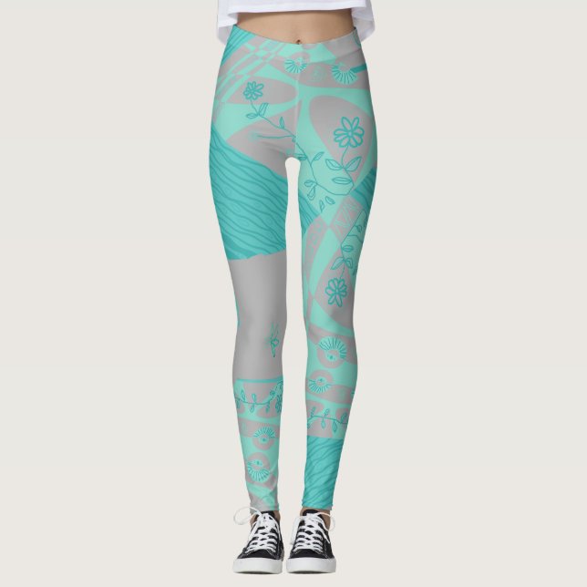 Legging Origami Chintz (L) Cinzas Azuis Dusty (Frente)