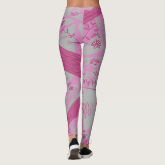 Legging Origami Chintz (L) Cinzas rosa poeirentas