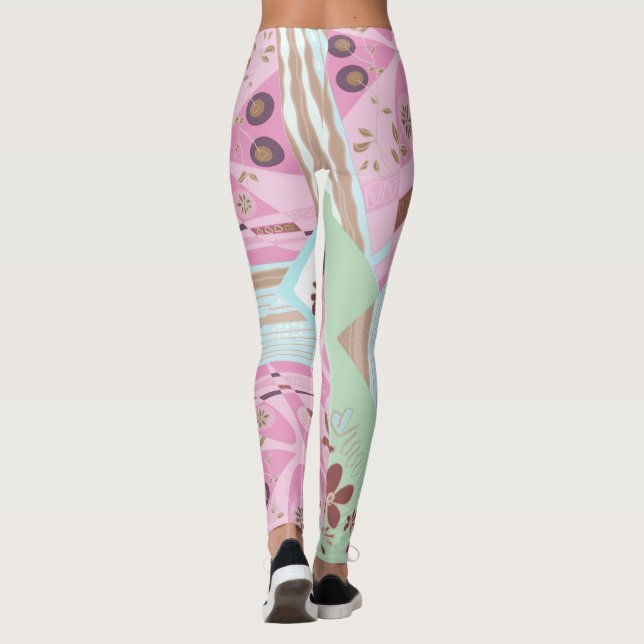 Legging Origami Chintz (L) Cor-de-rosa-rosa-rosa-branca (Verso)