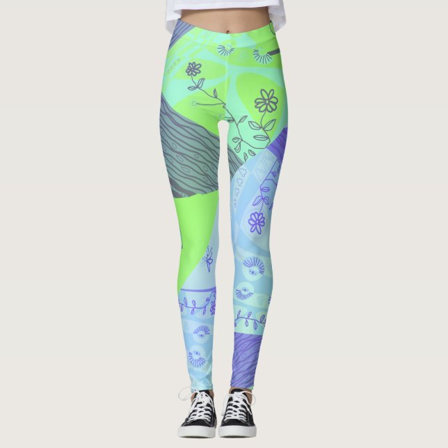 Legging Origami Chintz (L) Formando Azul Verde (Frente)