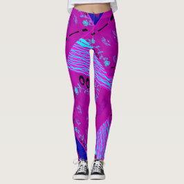Legging Origami Chintz (L) Fuchsia Turquoise Blue Magenta