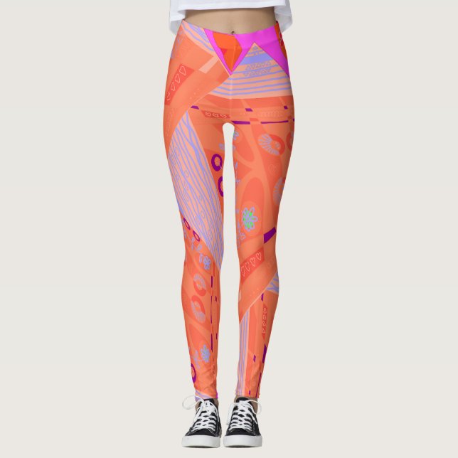 Legging Origami Chintz (L) Laranja Lilac Magenta (Frente)