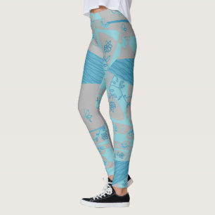 Legging Origami Chintz (L) Leggens de Cinza Azul Poeirenta