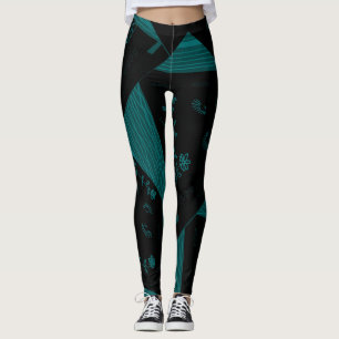 Legging Origami Chintz (L) Pato Negro Pato Ouro Azul