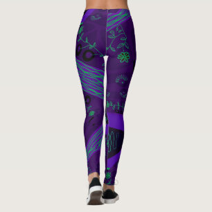 Legging Origami Chintz (L) Preto Verde Roxo 2