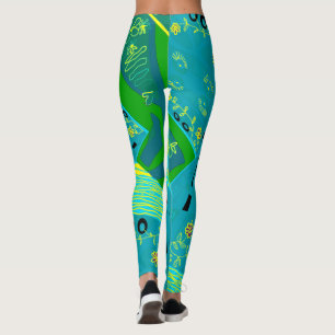 Legging Origami Chintz (L) Verde Amarelo-Teal