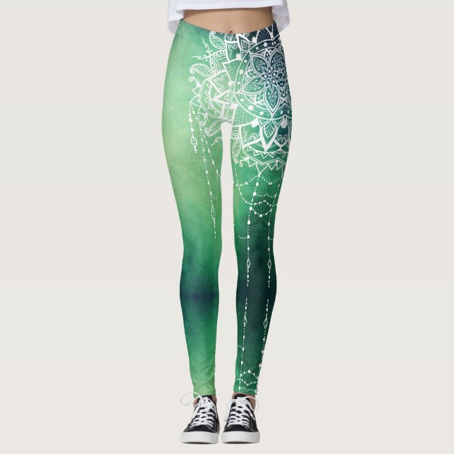 Legging Ornamentado Elegante Zen Mandala Rosette Verões (Frente)