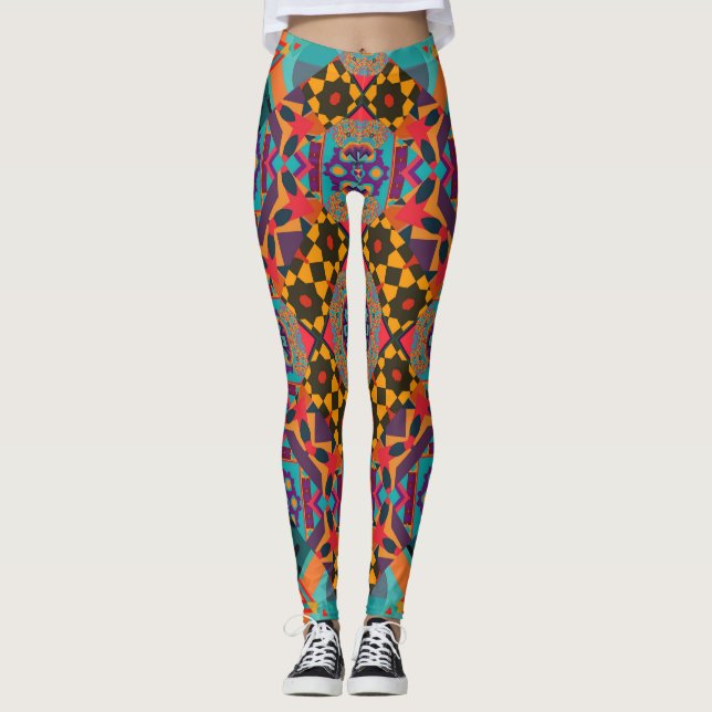 Legging Ornamentado Oriental: Decor Verde de Luxo. (Frente)