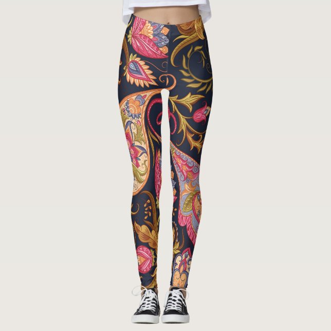 Legging Ornamentado Paisley: Padrão Elegante Invisível. (Frente)