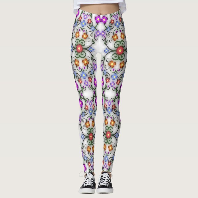 legging ornamental com flores (Frente)