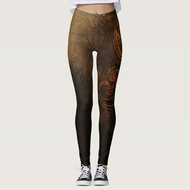 Legging 🖤 Ornamental Dark Gold Pattern - Luxurious & Intr (Frente)