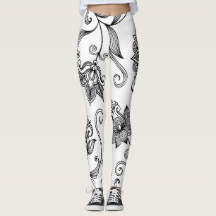 Legging Ornamental Floral: Fundo Decorativo Sem Olho