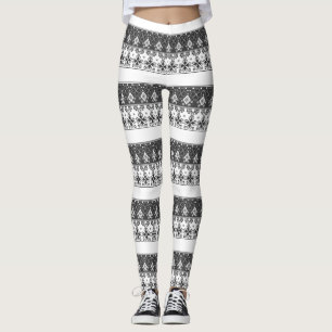 Legging ornamento azul vermelho