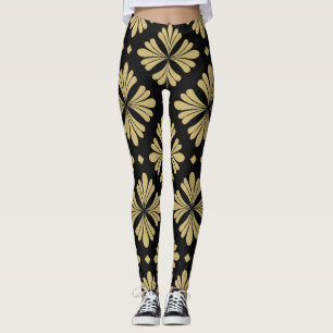 Legging Ornamento barroco, padrão de colheita floral.