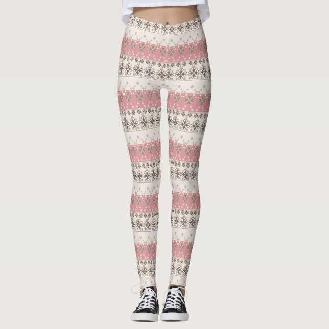 Legging ornamento bege rosa (Frente)