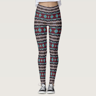 Legging ornamento boêmico em estilo etno, asteca