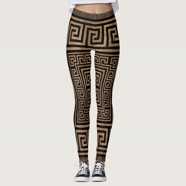 Legging Ornamento chave grego - meandro grego - ouro no (Frente)