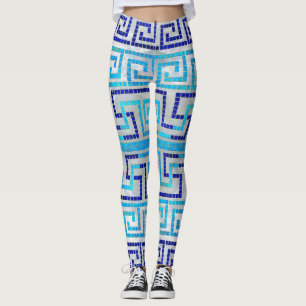 Legging Ornamento-chave grego mosaico