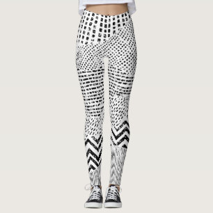 Legging Ornamento de Colheita Branca Negra