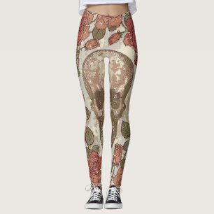 Legging Ornamento de Hulhas e Rosas Retro