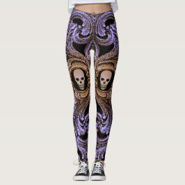 Legging Ornamento Roxo gótico Com Crânio