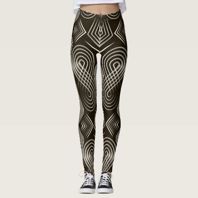 Legging Ornamento sem costura de arte antiga (Frente)