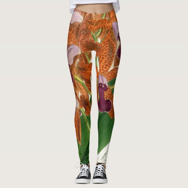 Legging Orquídea Cattleya Guttata Leopoldii Vintage Linden (Frente)