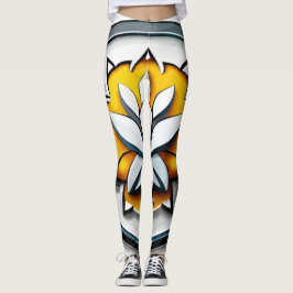 Legging Orquídea Metálica: Uma Extravaganza Rosa e Amarela