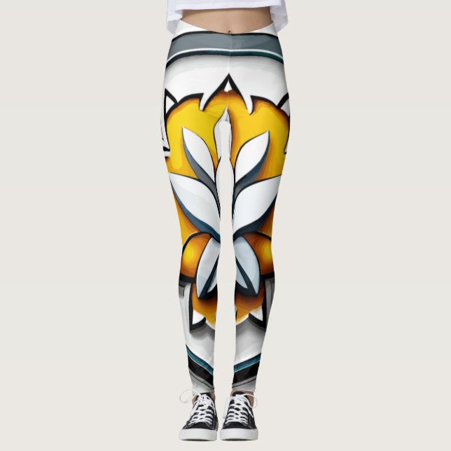 Legging Orquídea Metálica: Uma Extravaganza Rosa e Amarela (Frente)