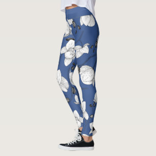 Legging Orquídea verde-moderna, elegante, preto e branco