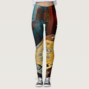 Legging Ortografia Antiga em um Rolamento Místico