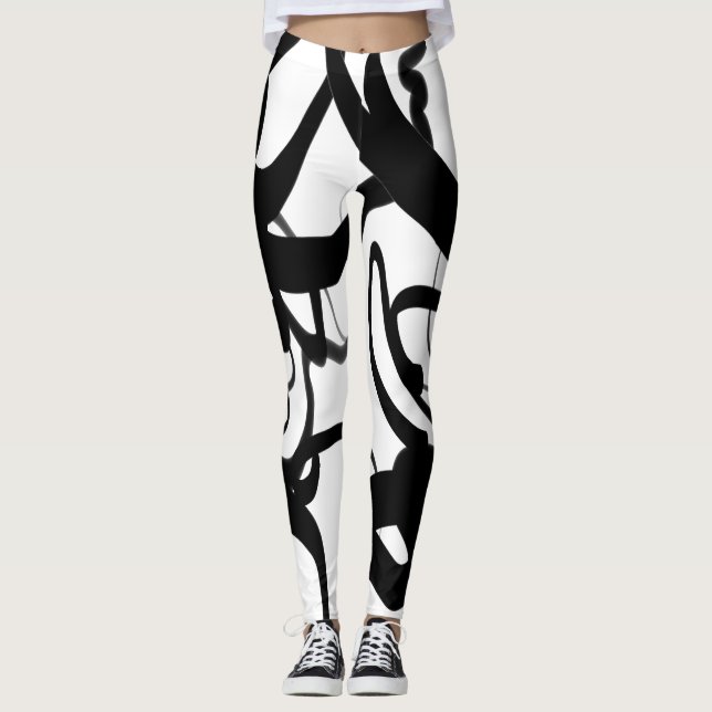 Legging Os drivers: Abstrato preto e branco (Frente)