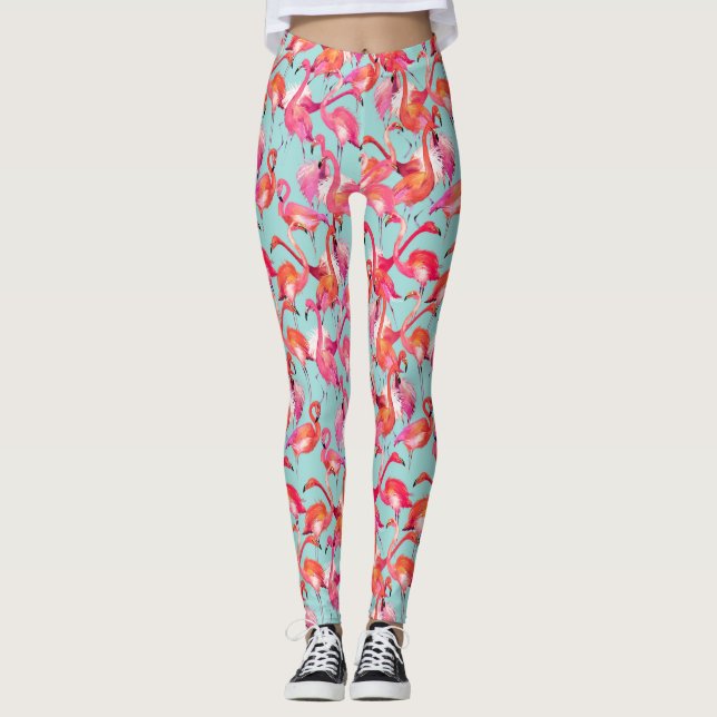 Legging Os flamingos da aguarela recolheram 2 (Frente)